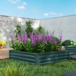 Galvanized Raised Garden Bed, 4 x 4 x 1 Metal Planter Box, for Growing Vegetables, Flowers, Herbs, Succulents, Green