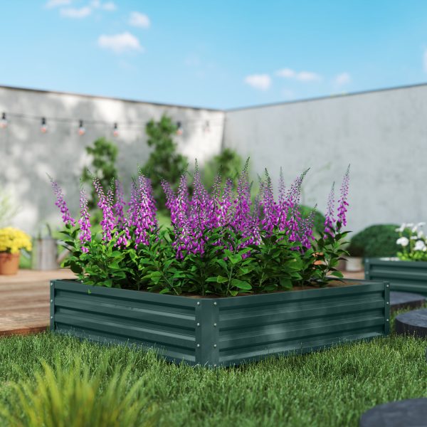 Galvanized Raised Garden Bed, 4 x 4 x 1 Metal Planter Box, for Growing Vegetables, Flowers, Herbs, Succulents, Green