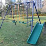 A-Frame Metal Swing Set W Slide Blue, Green, Orange
