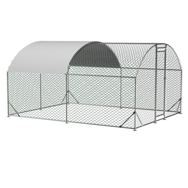 Large Chicken Coop Metal Chicken Run With Waterproof And Anti-UV Cover, Dome Shaped Walk-in Fence Cage Hen House For Outdoor And Yard Farm Use,9.84 X 13.12 X 6.56 Ft