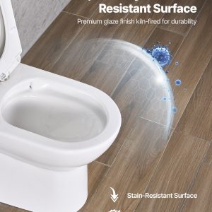 One-Piece Toilet, Elongated Toilet Vortex Dual-Flush 1.1/1.6 GPF, Toilets For Bathroom With Comfortable Chair Seat, 12 Inch Rough-In, Black + White, Easy-Clean Skirted Design, Standard Height