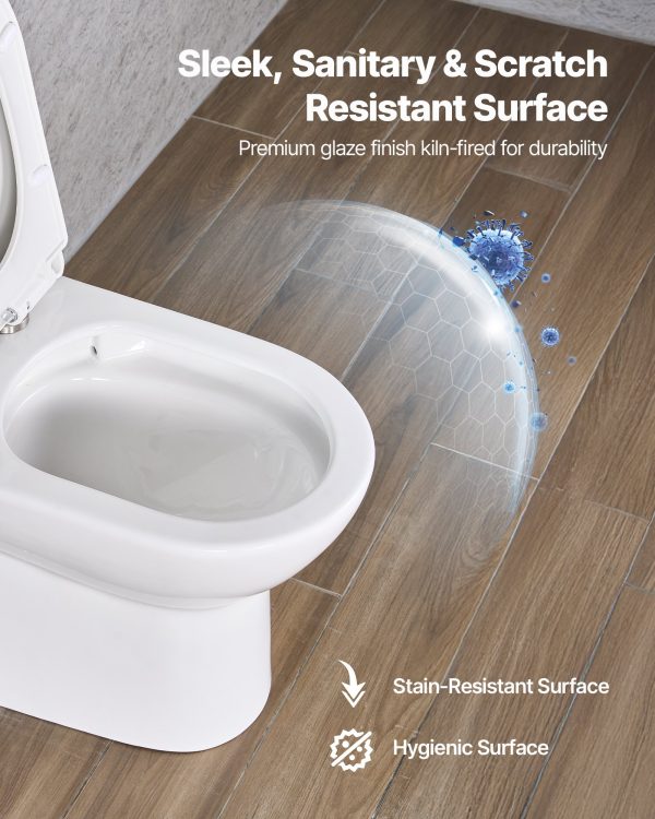 One-Piece Toilet, Elongated Toilet Vortex Dual-Flush 1.1/1.6 GPF, Toilets For Bathroom With Comfortable Chair Seat, 12 Inch Rough-In, Black + White, Easy-Clean Skirted Design, Standard Height