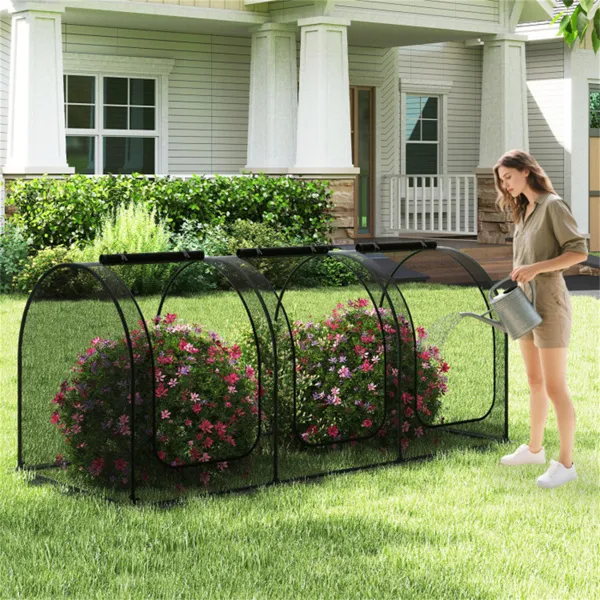 Green 108"x48"x47" Garden Crop Cage With High-Density Nylon Mesh, Plant Protection Tent With Zippered Doors For Vegetables & Flowers
