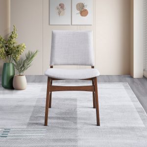 Gusto Mid-Century Modern Fabric Dining Chair   Set Of 2   In Light Gray With Solid Wood Frame 22.4  W X 18.1  D X 31.1  H For Living Room Bedroom Outdoor