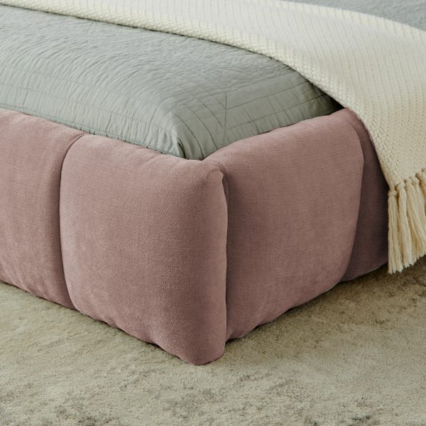 California King Size Upholstered Bed Frame With Thick Fabric, Chenille Fabric Grounded Queen Size Platform Bed With Headboard And Solid Frame. No Box Spring Needed-Pink90.5 X80.5x 31