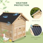 Duck Coop, Wooden Duck House With Openable Roof & Double Doors, Natural Wood