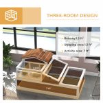 3-Room Tortoise Habitat House w/ Balcony & 2 Stories, 44" x 25.5" x 25", Coffee