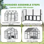 Large Wooden Chicken Run With Waterproof & Anti-UV Cover, For 6-8 Chickens, For Backyard, Farm, 5.5' X 6' X 6'Multiple Packages