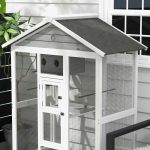 PawHut 64.5 Wooden Bird Cage Aviary, Flight Cage With 4 Perches, Nest And Slide-Out Tray For Indoor Outdoor, GrayMultiple Packages