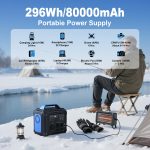 300W Portable Power Station, 296Wh 80000mAh Lithium Battery Generator Solar For Outdoor Camping RV Home,Power Supply