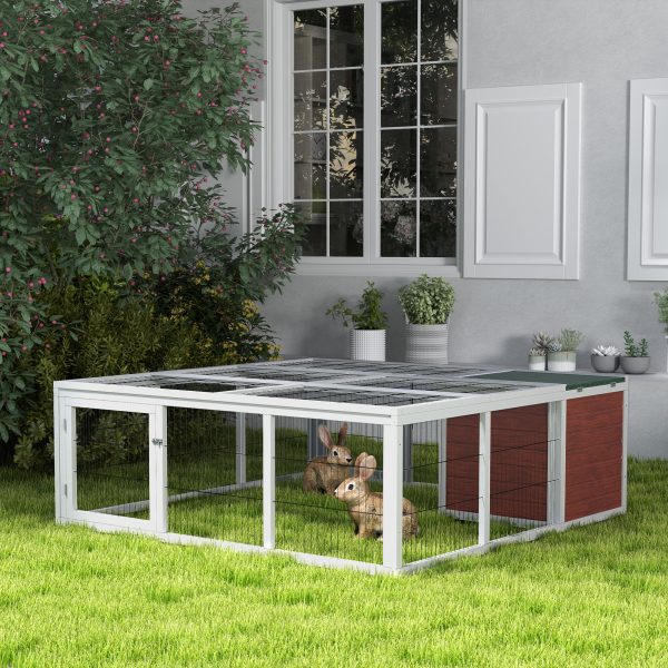 59" Wooden Outdoor Rabbit Hutch Playpen Tortoise House Habitat with Run and Enclosed Cover