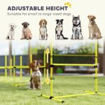 4 Piece Dog Agility Set With Adjustable Height Bars, Carry Bag, Displacing Top Bar, Yellow Yellow