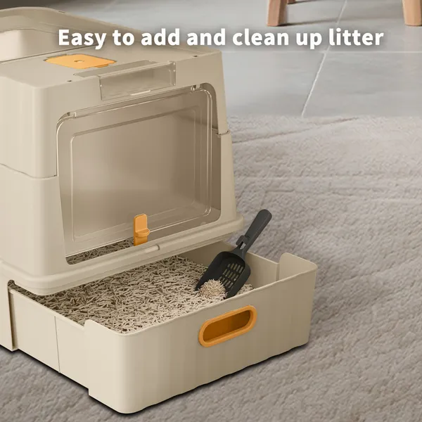 Simple Drawer Style White Cat Litter Box, Humanized Design, Does Not Occupy Household Storage Space