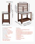 Potting Bench Table, Outdoor Gardening Workstation With 45 X 26 In Stainless Steel Tabletop, Storage Shelves, 4 Casters, Hooks, Garden Planting Work Station For Outside Patio, Backyard, Brown
