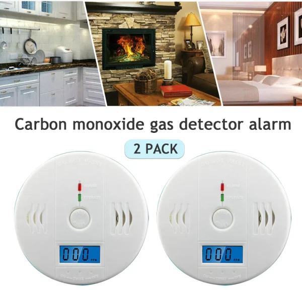 CO Detector Alarm LCD Combination CO Carbon Monoxide Gas Battery Warning Home