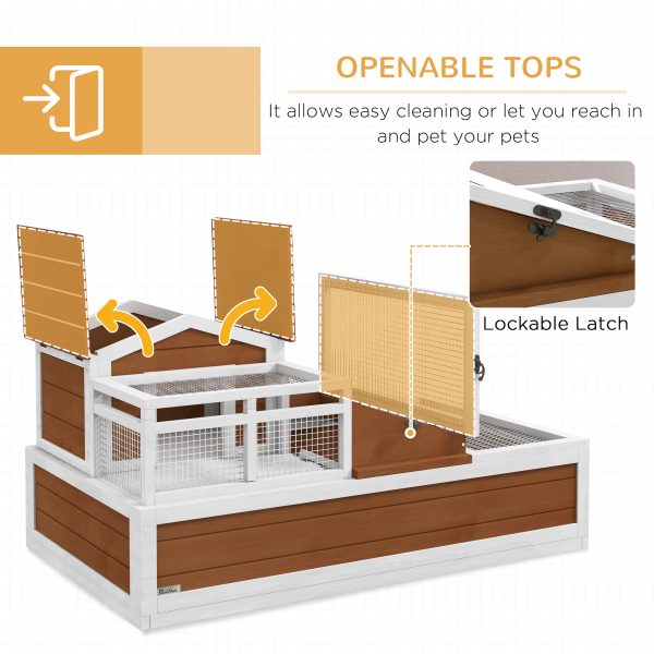 3-Room Tortoise Habitat House w/ Balcony & 2 Stories, 44" x 25.5" x 25", Coffee