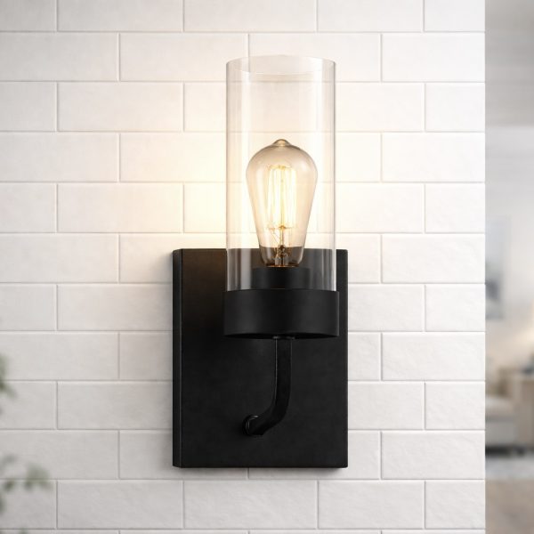 Zephyr Single Light Sconce With Clear Glass Metal Black Finish