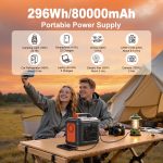 Portable Power Station, 296Wh 80000mAh Lithium Battery With 300W  600W Surge  AC Outlets For Outdoor Camping RV Home,Camping Generator Solar