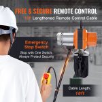 Electric Chain Hoist, 2200 Lbs/1 Ton Capacity, 10 Ft Lifting Height, 10 Ft/min Speed, 120V, Single Phase Overhead Crane With G100 Chain, 10 Ft Wired Remote Control For Garage, Shop, Hotel, Home