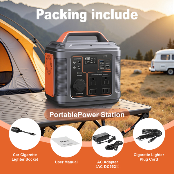 Portable Power Station, 296Wh 80000mAh Lithium Battery With 300W  600W Surge  AC Outlets For Outdoor Camping RV Home,Camping Generator Solar