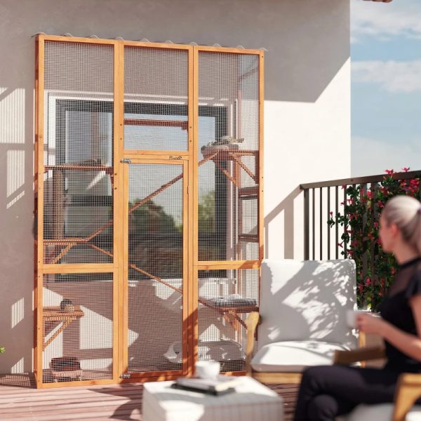 Outdoor Catio Cat Enclosure, Large Wooden Cat House With 6 Jumping Platforms, Scratching Post.For Multiple Packages Shipped, Please Pay Attention To The Details, Dimensions, And Weight.