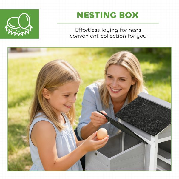 Wooden Chicken Coop Outdoor with Nesting Box, Pull-Out Metal Tray, for 1-2 Chickens, Rabbits, Ducks, 36" x 25" x 27"