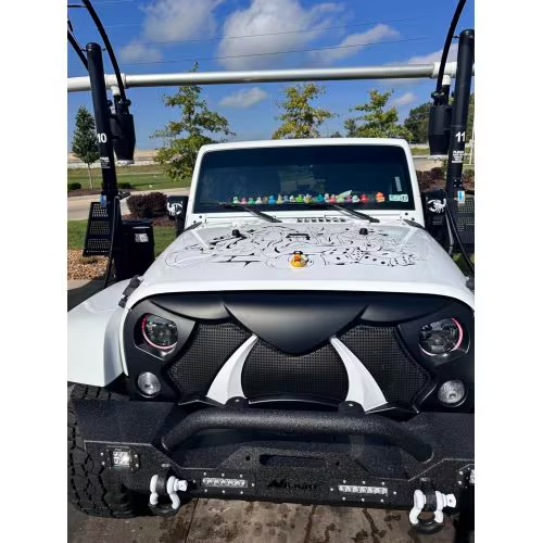 Halloween Front Grille Grid Grill For Wrangler Rubicon Sahara Sport JKJKU, Matte Black