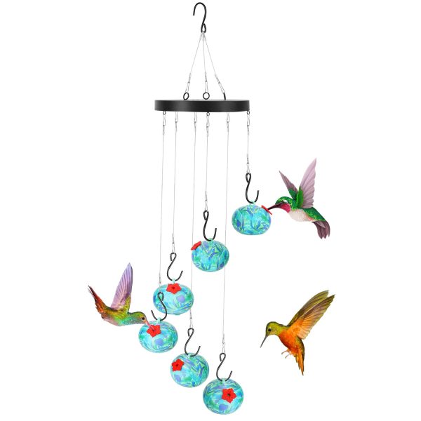 1Pc Wind Chimes Humming Bird Feeder Ant And Bee Proof Outdoor Hanging Hummingbird Feeder For Viewing Decoration For Garden Patio Yard Balcony