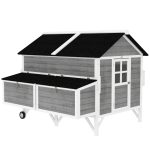 Wooden Chicken Coop W Wheels, Handles, 2 Nesting Boxes, 2 Trays, 4 Perches, Chicken Tractor For 4-6 Chickens, GrayFor Multiple Packages Being Shipped, Please Pay Attention To The Dimensions And Weigh