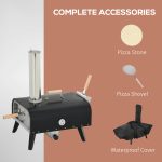 Pellet Wood Fired Pizza Oven, Outdoor Pizza Maker with 12" Rotating Stone, Peel and Waterproof Cover