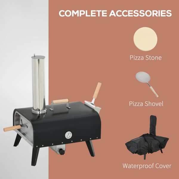 Pellet Wood Fired Pizza Oven, Outdoor Pizza Maker with 12" Rotating Stone, Peel and Waterproof Cover