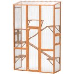 Outdoor Catio Cat Enclosure, Large Wooden Cat House With 6 Jumping Platforms, Scratching Post.For Multiple Packages Shipped, Please Pay Attention To The Details, Dimensions, And Weight.