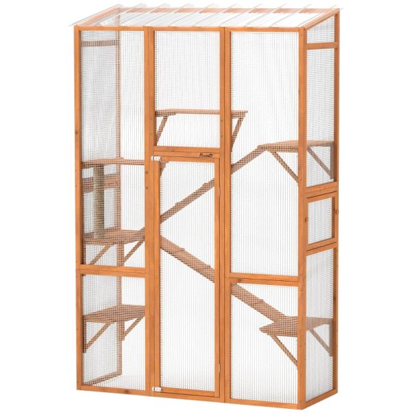 Outdoor Catio Cat Enclosure, Large Wooden Cat House With 6 Jumping Platforms, Scratching Post.For Multiple Packages Shipped, Please Pay Attention To The Details, Dimensions, And Weight.
