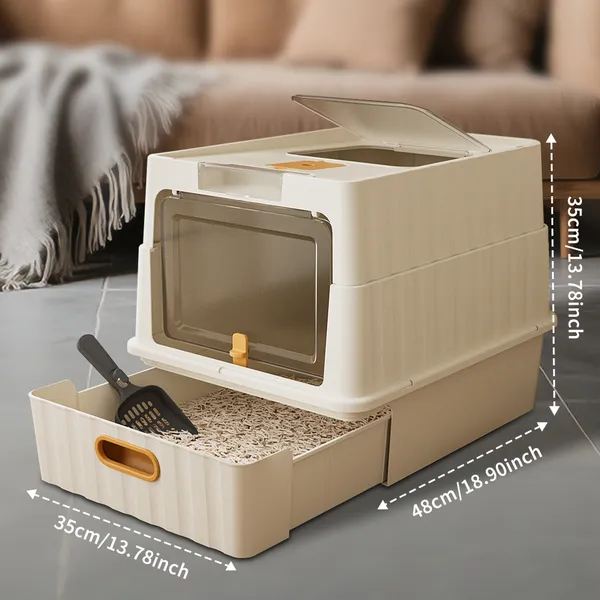 Simple Drawer Style White Cat Litter Box, Humanized Design, Does Not Occupy Household Storage Space