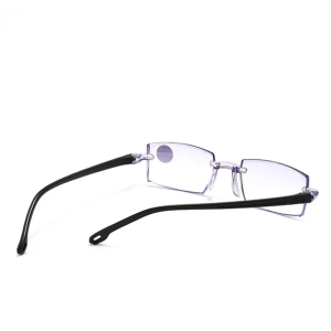 4 PK Mens Rectangular Rimless Blue Light Blocking Reading Glasses Unisex Readers