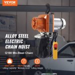 Electric Chain Hoist, 2200 Lbs/1 Ton Capacity, 10 Ft Lifting Height, 10 Ft/min Speed, 120V, Single Phase Overhead Crane With G100 Chain, 10 Ft Wired Remote Control For Garage, Shop, Hotel, Home