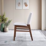 Gusto Mid-Century Modern Fabric Dining Chair   Set Of 2   In Light Gray With Solid Wood Frame 22.4  W X 18.1  D X 31.1  H For Living Room Bedroom Outdoor