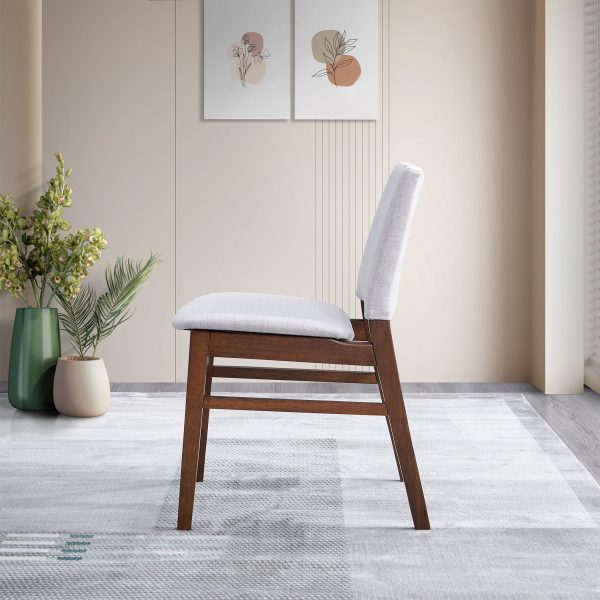 Gusto Mid-Century Modern Fabric Dining Chair   Set Of 2   In Light Gray With Solid Wood Frame 22.4  W X 18.1  D X 31.1  H For Living Room Bedroom Outdoor