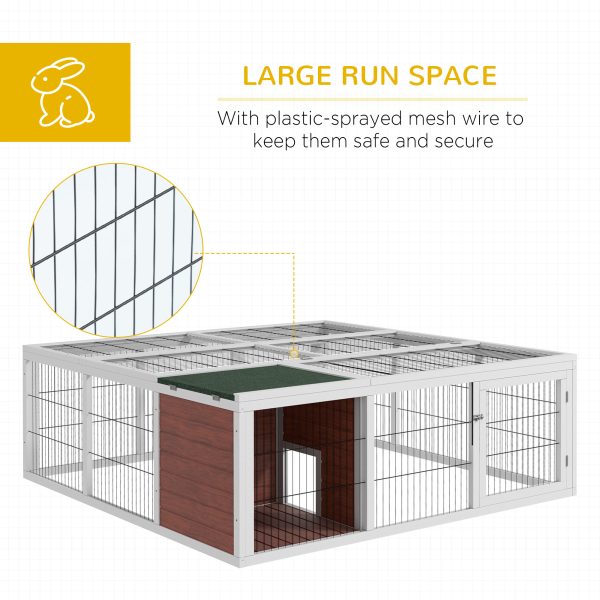 59" Wooden Outdoor Rabbit Hutch Playpen Tortoise House Habitat with Run and Enclosed Cover