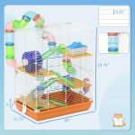5 Tiers Hamster Cage Portable Animal Travel Carrier W Exercise Wheels Tube, Orange
