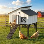 PawHut Chicken Coop Hen House With Nesting Box, Elevated Rabbit Hutch With Ramp, Asphalt Openable Roof And Elevated Legs