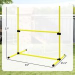 4 Piece Dog Agility Set With Adjustable Height Bars, Carry Bag, Displacing Top Bar, Yellow Yellow