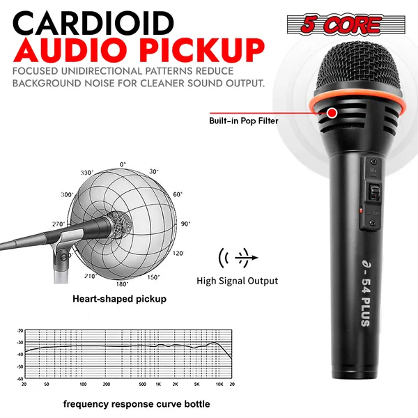 5Core Microphone Dynamic Mic Karaoke Singing Studio XLR Mics Handheld Microfono