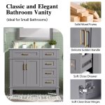36 Gray Modern Bathroom Vanity With Ceramic Sink, Soft-Close Door, And 4 Storage Drawers ,offering A Refined Look With Practical Everyday Functionality. Old SKU N729P253935E