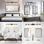 39 Modern 6-Light Vanity Bathroom Mirror Light, Frosted White Glass With Black Iron Frame, Contemporary Wall Sconce For Bedroom, Bathroom, And Dressing Room No Bulbs