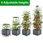 2Pack Raised Garden Bed Boxes With Trellis 56" Tomato Self-Watering Planter Box Indoor Outdoor With 4 Adjustable Heights 10 Clips 65FT Ties For Climbing Vegetables Flowers Vines