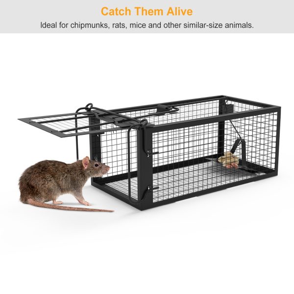 2 Pack Rat Trap Cage Humane Live Rodent Trap Cage Galvanized Iron Mice Mouse Control Bait Catch With Detachable U Shaped Rod