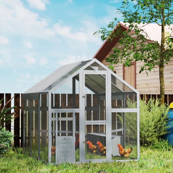 Large Wooden Chicken Run With Waterproof & Anti-UV Cover, For 6-8 Chickens, For Backyard, Farm, 5.5' X 6' X 6'Multiple Packages