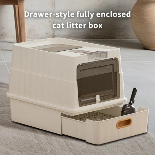 Simple Drawer Style White Cat Litter Box, Humanized Design, Does Not Occupy Household Storage Space