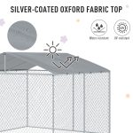 Outdoor Dog Kennel Galvanized Steel Fence with Cover Secure Lock Mesh Sidewalls for Backyard 9.8 x 9.8 x 7.7